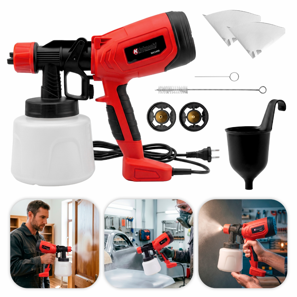 Pistola Elétrica Para Pintura Pulverizador de Tinta 1L 900w Nakasaki Profissiona