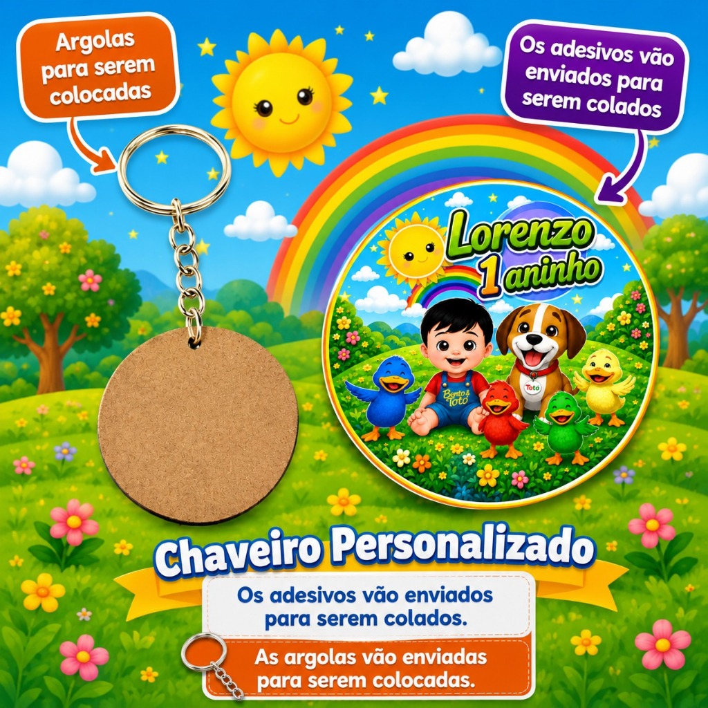 Kit Chaveiros Personalizados MDF  bento e toto p/ Lembrancinhas Aniversário, Chá de Bebê, Maternidade Temas Diversos
