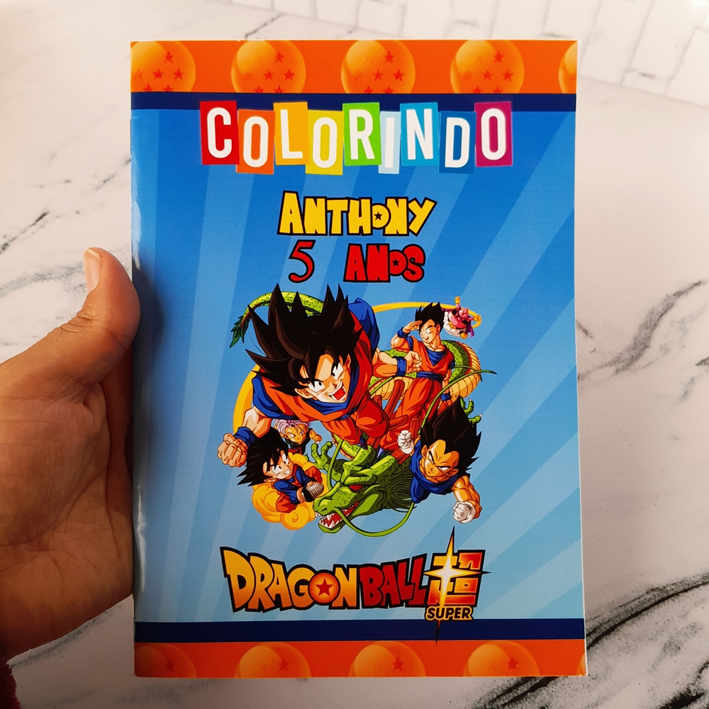 Kit Livrinhos de Colorir Revistinha Lembrancinha para Aniversário Personalizado Dragon Ball Z Super