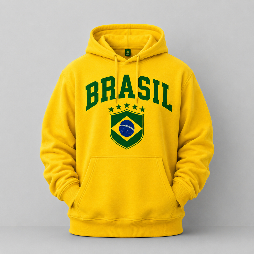 Blusa de Frio Moletom Unissex Canguru Brasil Copa Do Mundo 2026 Estiloso Para Usar Na Copa No Frio