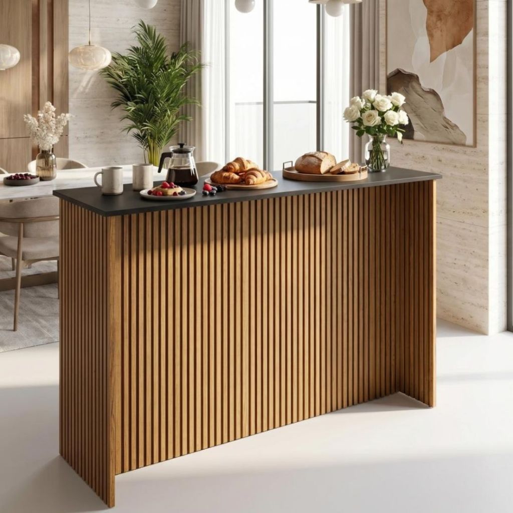 Balcao para Cozinha Ilha Bancada Americana Ripada Cairo 120 cm Alto Premium