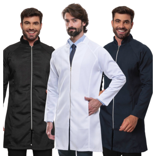 Jaleco Masculino Slim Oxford Premium Ziper Viena Cores Diversas ELIA