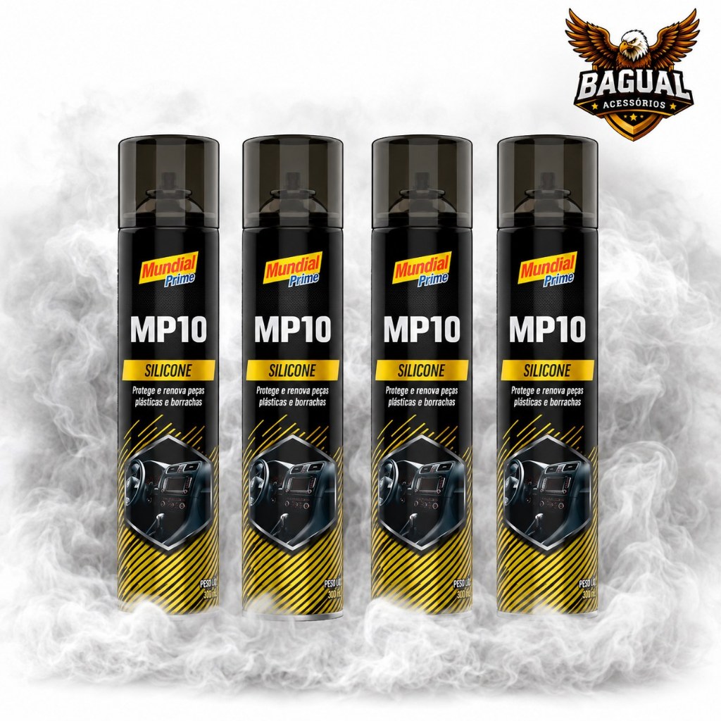 SILICONE COM ATÉ 4 SPRAYS MP10 Tutti Frutti 300ml – Revitalizador, Automotivo, Proteção, Brilho Mundial Prime*