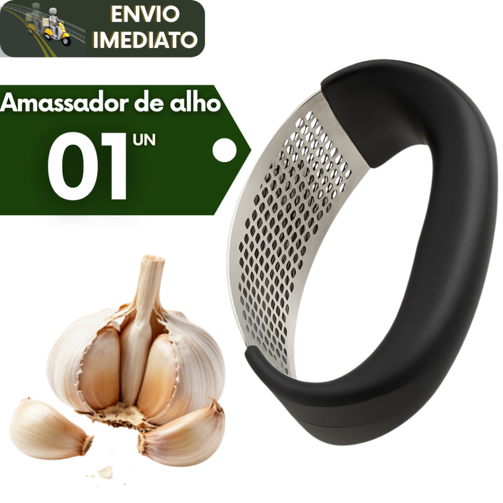 Espremedor de Alho Aço Inox Manual Amassador Triturador Legumes Profissional Resistente