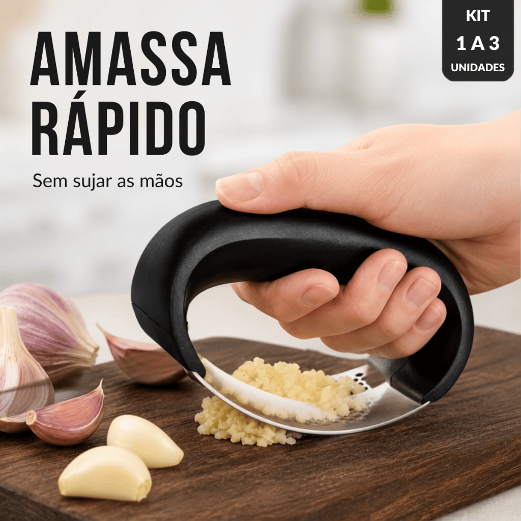 Triturador Espremedor Amassador De Alho Inox Manual A Pressão Garlic Press