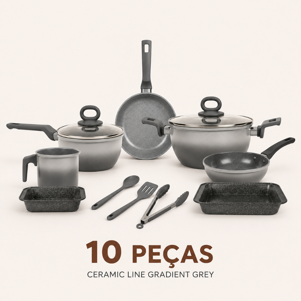 Conjunto de Panelas Ceramic Line Até 10Pçs Antiaderente Cerâmica Black Decker