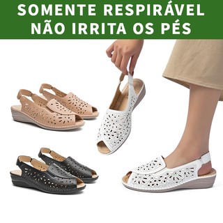 Sandálias Ortopédicas Femininas Slip On PeepToe Ajustáveis Respiráveis ​​e Confortáveis