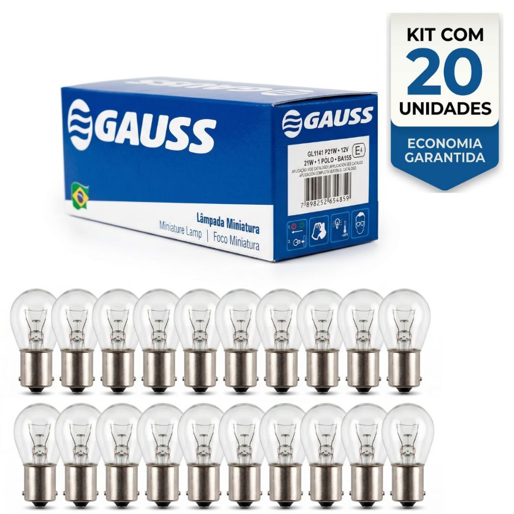 Kit 20 Lâmpadas 1 Polo 12v 21w 1141 Pisca Seta Ré BA15S