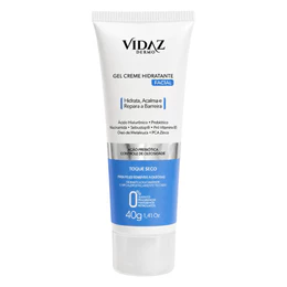 Gel Creme Hidratante Facial Vidaz 40g Ácido Hialurônico Niacinamida Pele Oleosa e Sensível