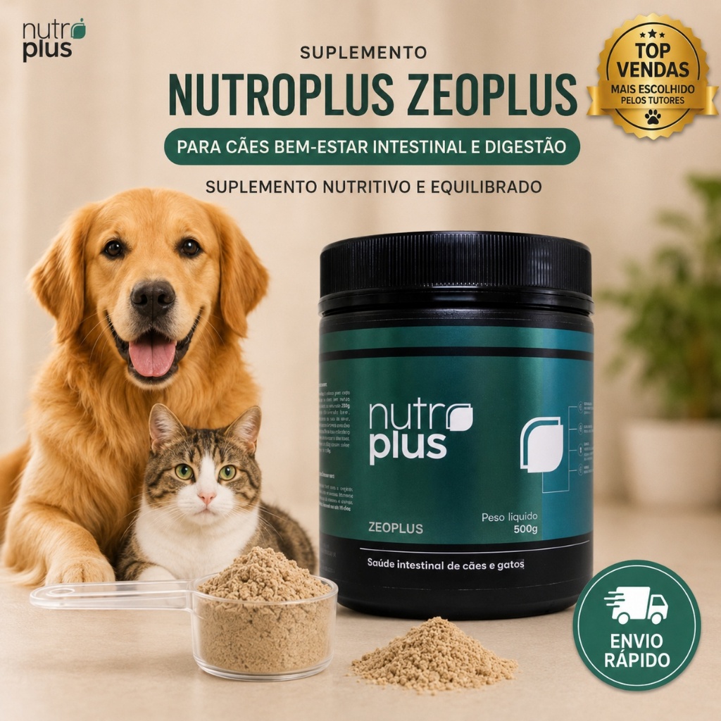 Suplemento Nutritivo e Equilibrado Nutroplus  para Cães Bem-Estar Intestinal e Digestão 100g Nutroplus Zeoplus
