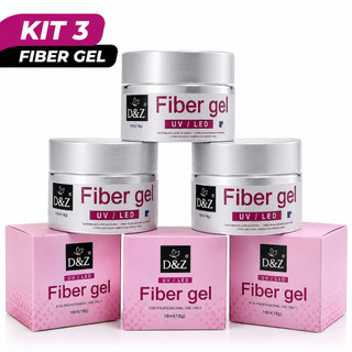 Kit 3 Fiber Gel 18g  D&Z Para Unhas Gel fibra Profissional Alongamento De Unha Led/Uv