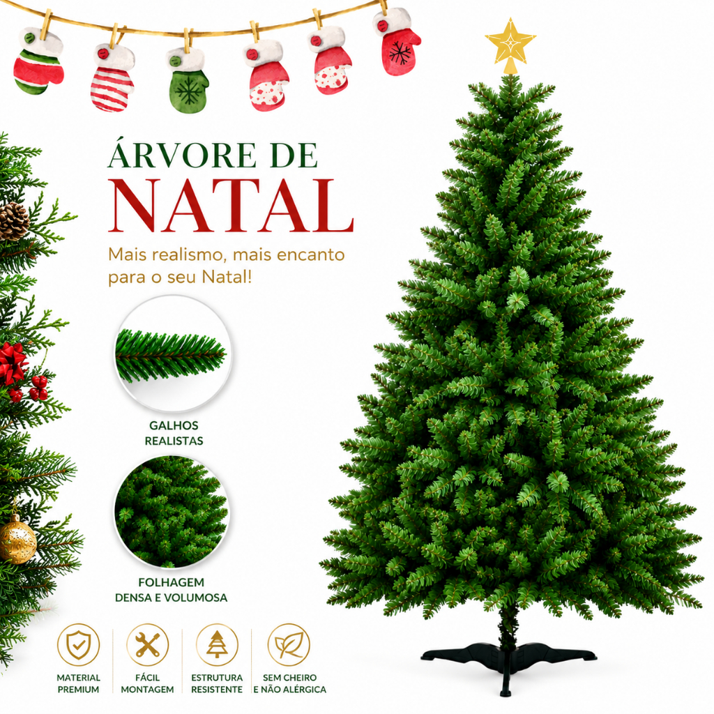 Árvore Natal Verde 2,10 Metros 600 Galhos Cheia Tradicional Pinheiro Grande