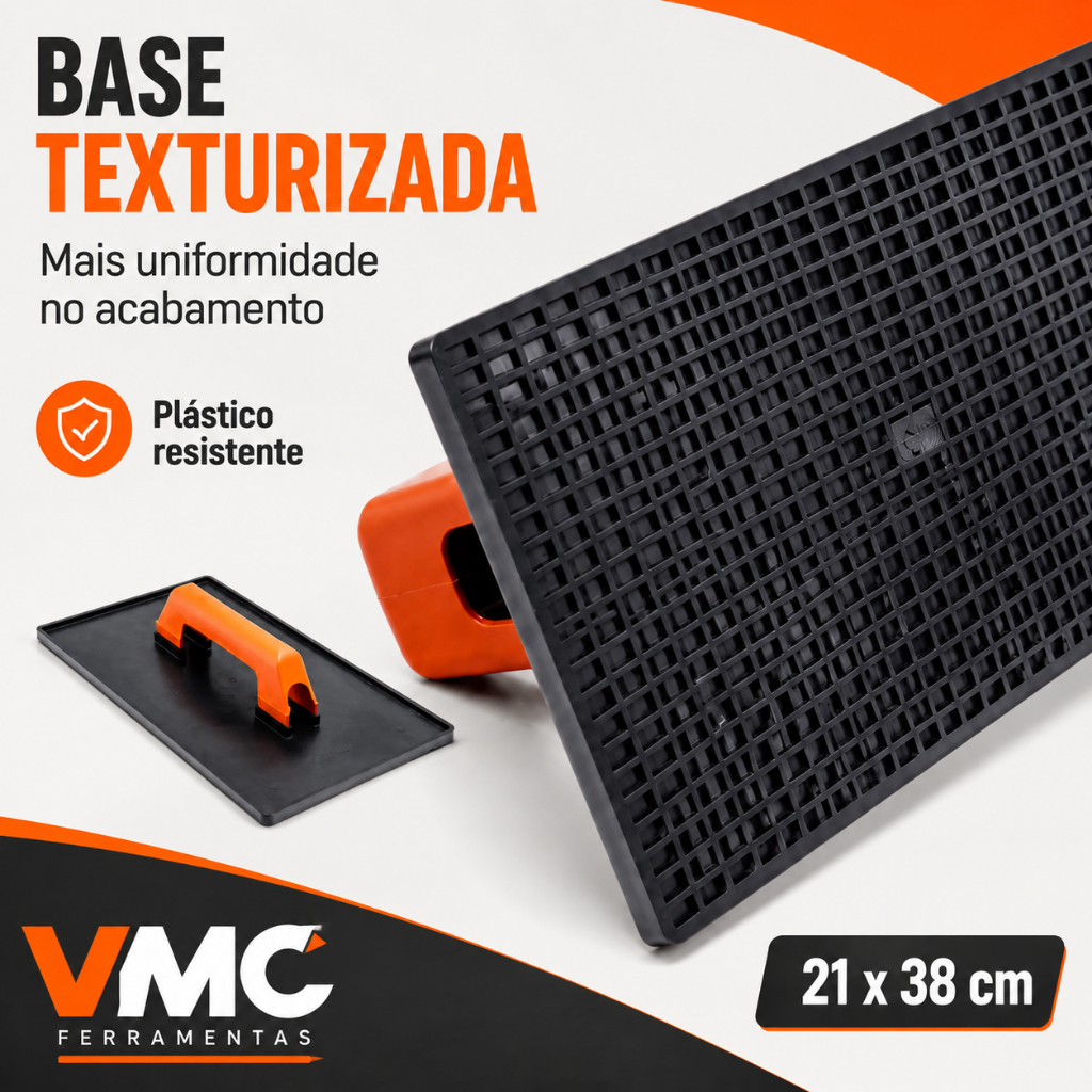 Desempenadeira Plástica VMC 21x38cm Para Reboco com Cabo Ergonômico e Acabamento Uniforme