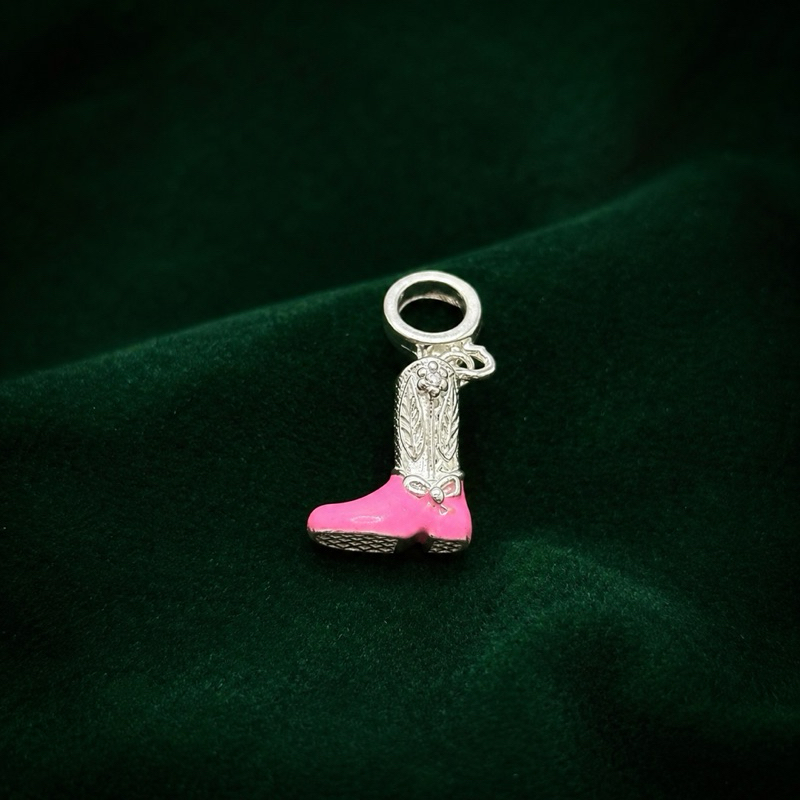 Berloque Bota Rosa Delicada Prata 925