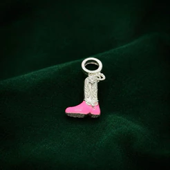 Berloque Bota Rosa Delicada Prata 925