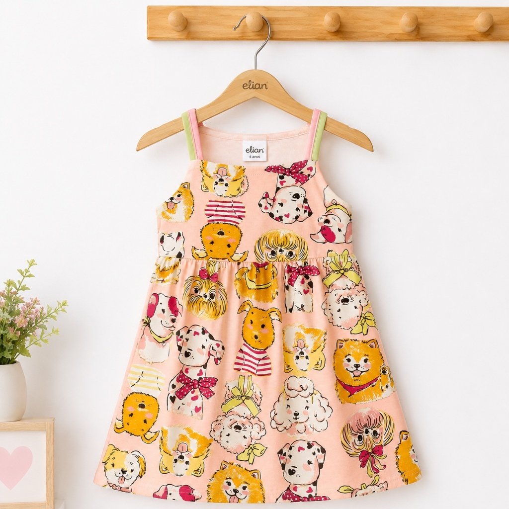 Vestido Infantil Menina Leve Estampado Alcinha Verão 2 3 4 6 Anos