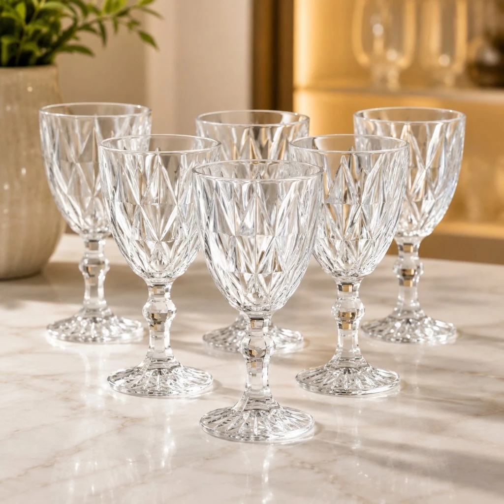 Jogo com 6 Taças Diamond de Vidro Transparente 300 ml / 340 ml / 350 ml – Gamma — imagem 1