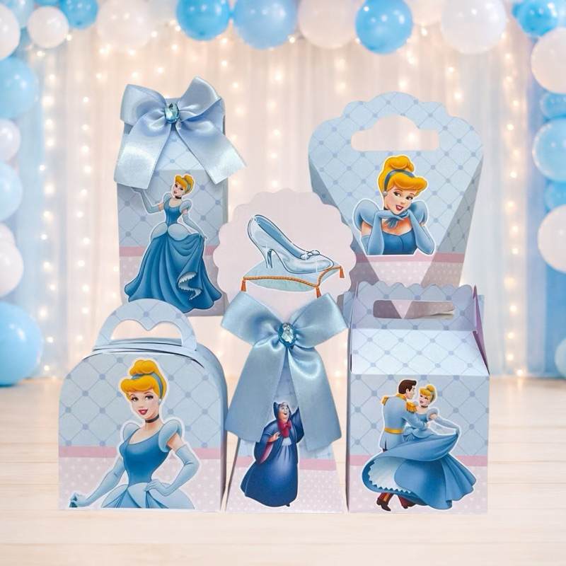 Kit Festa Cinderela Caixinhas para festa infantis lembrancinhas de aniversario mimos decoração personalizados do tema