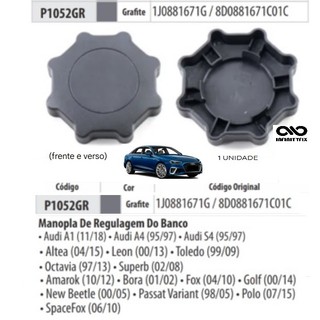 1 Manopla Regulagem do Banco Grafite VW Fox Golf Crossfox Fox SpaceFox Audi A3 New Beetle Bora Golf Passat B5 Polo