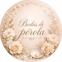 Painel Redondo Tecido Sublimado BODAS DE PÉROLA