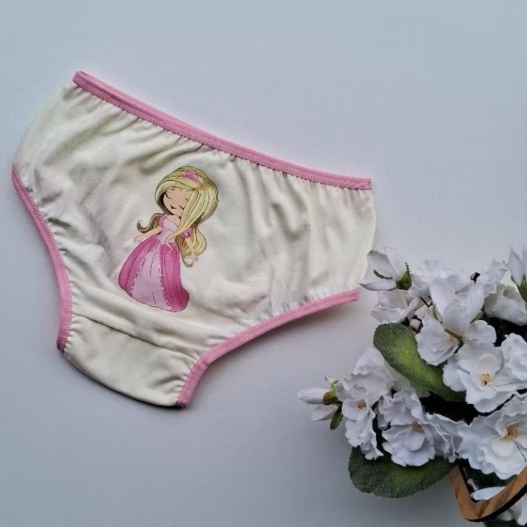 Kit 5 Calcinhas Menina 100% Algodão Antialérgica Confortável Roupa Íntima Infantil