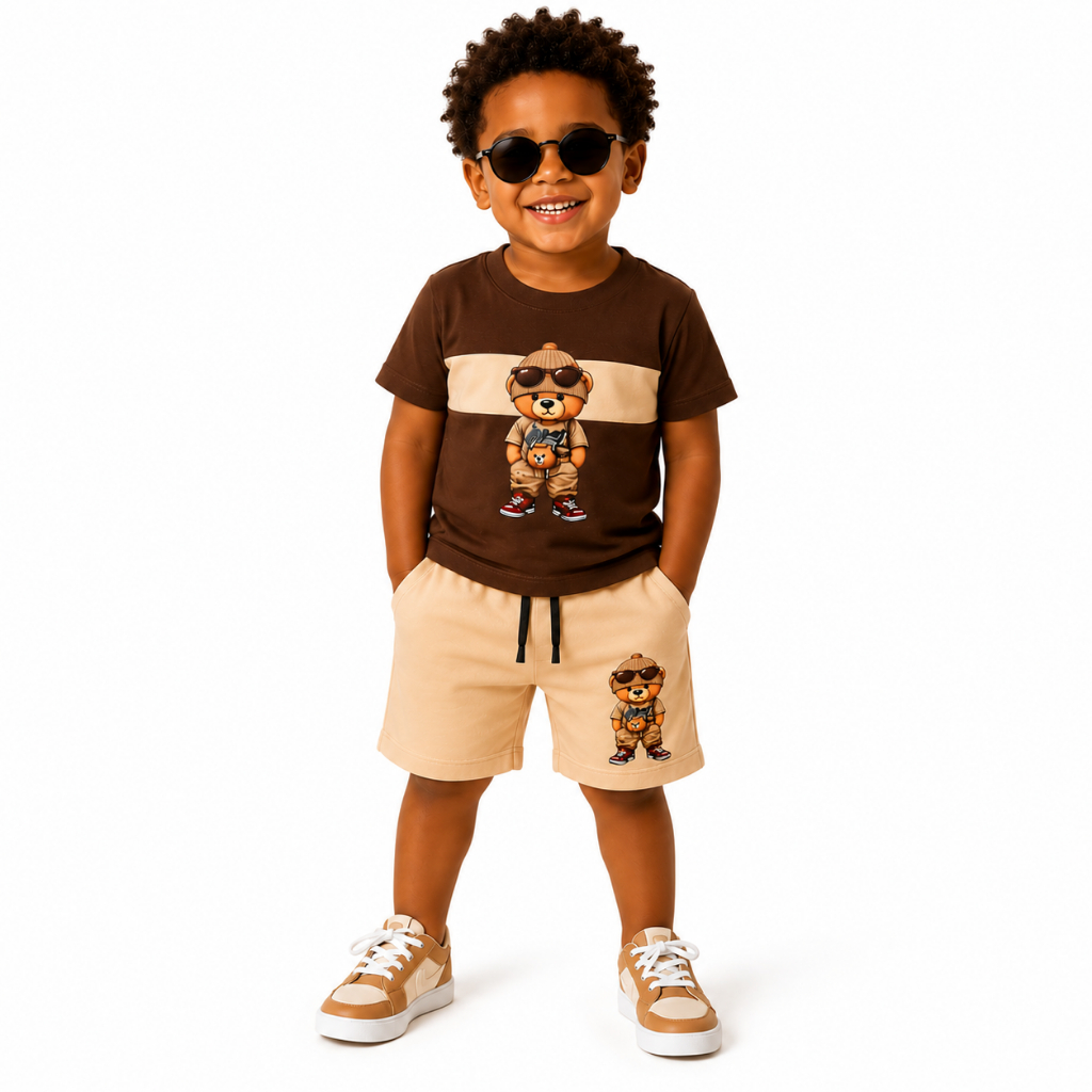 Conjuntos Infantil Menino Diversos Estiloso Verão Camisa e Bermuda Veste RN Até 4 Anos - Algodão Premium
