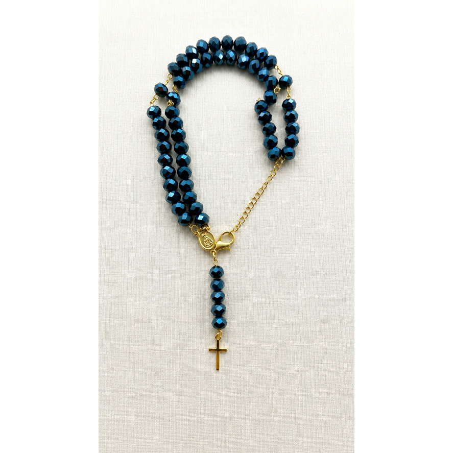 TERÇO CATÓLICO RELIGIOSO DE PULSO FOLHEADO FEMININO