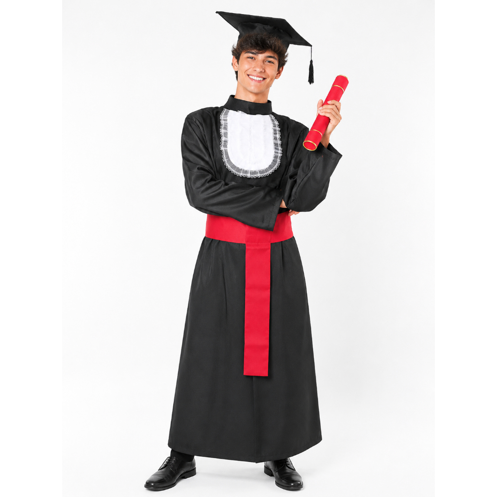 Beca De Formatura Adulto Completo com Capelo + Faixa e Canudo | Toga de Formatura |Fotógrafos | Roupa de Formatura