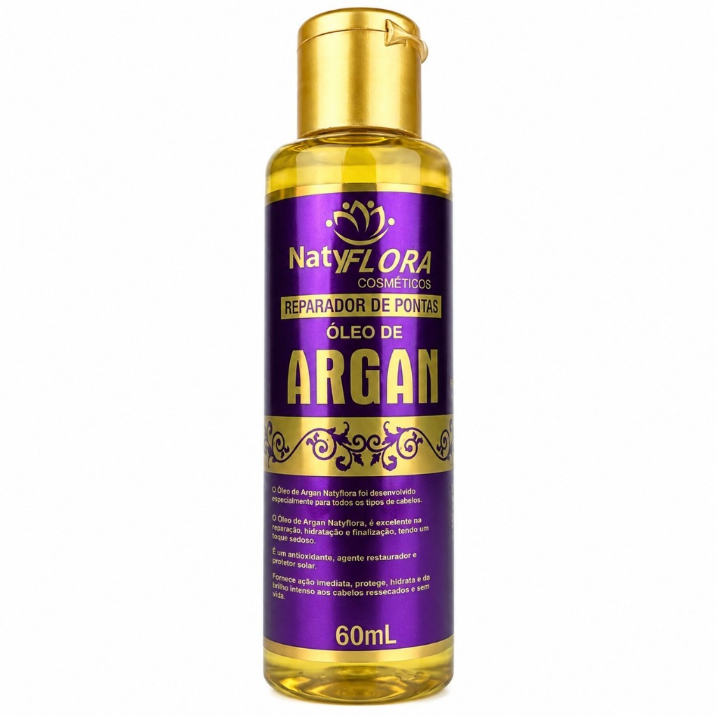 Reparador de Pontas Óleo de Argan NatyFlora 60ml | Brilho e Maciez