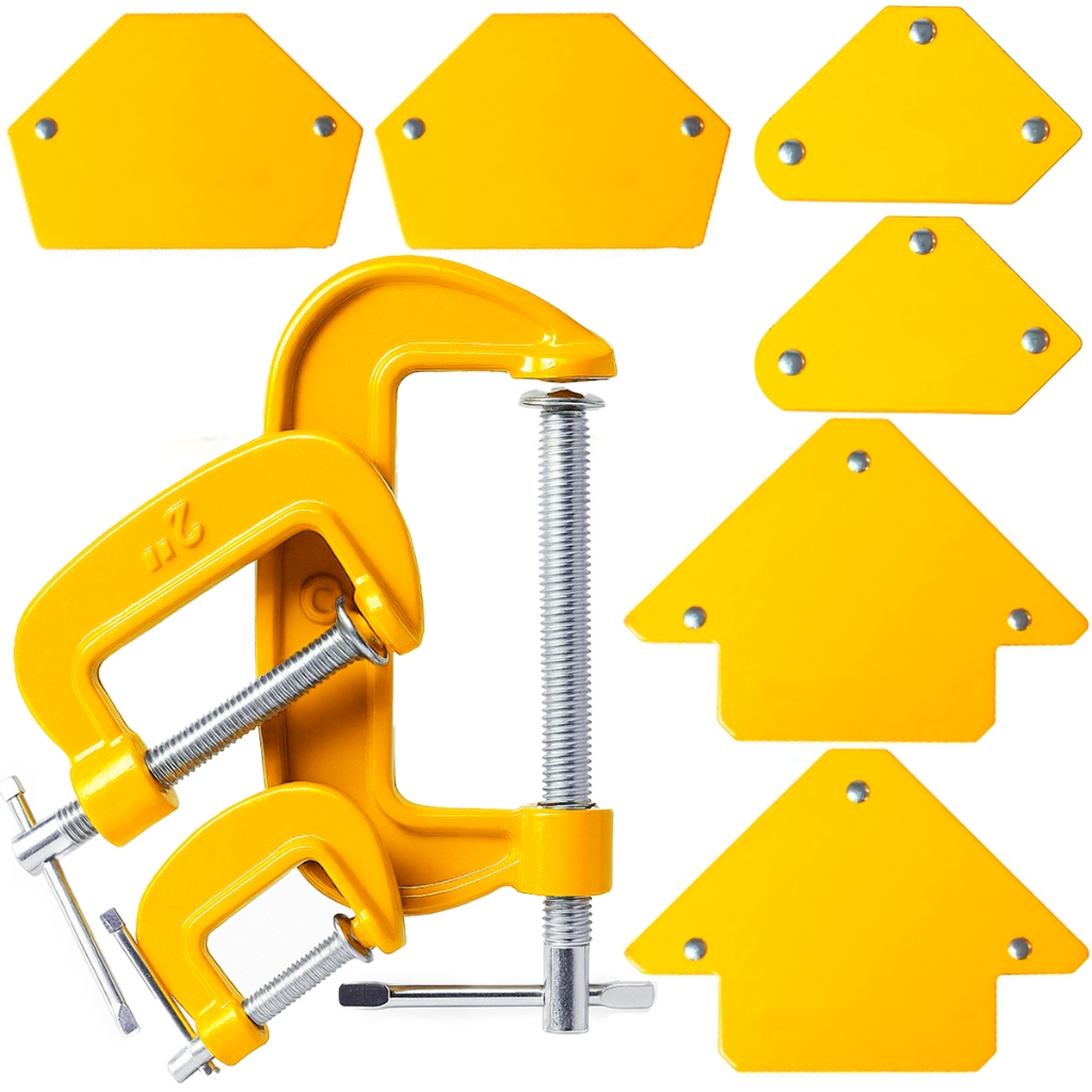 Kit 6 Esquadro Magnético Para Soldador E 3 Grampo Sargento 3 2 e 1 Polegadas