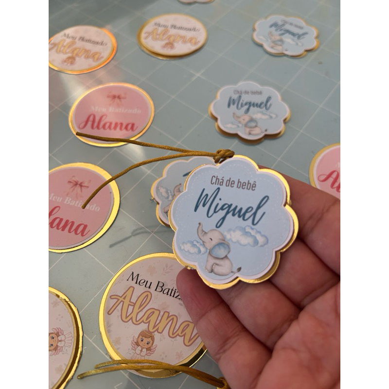 kit Tag 3d personalizada premium - Lembrancinhas 3d batizados, aniversario, chá de bebê, 15 anos - aplique personalizado