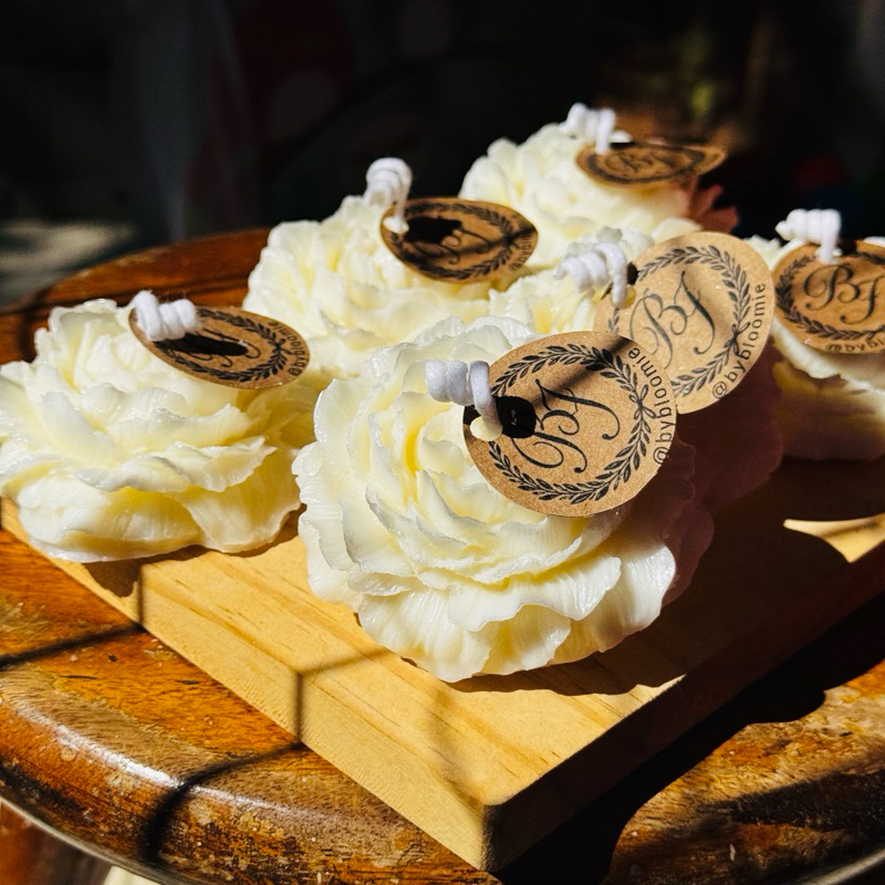 Lembrancinha Personalizada Velas Decorativas Peônia Aromática Casamento, Batizado, Maternidade