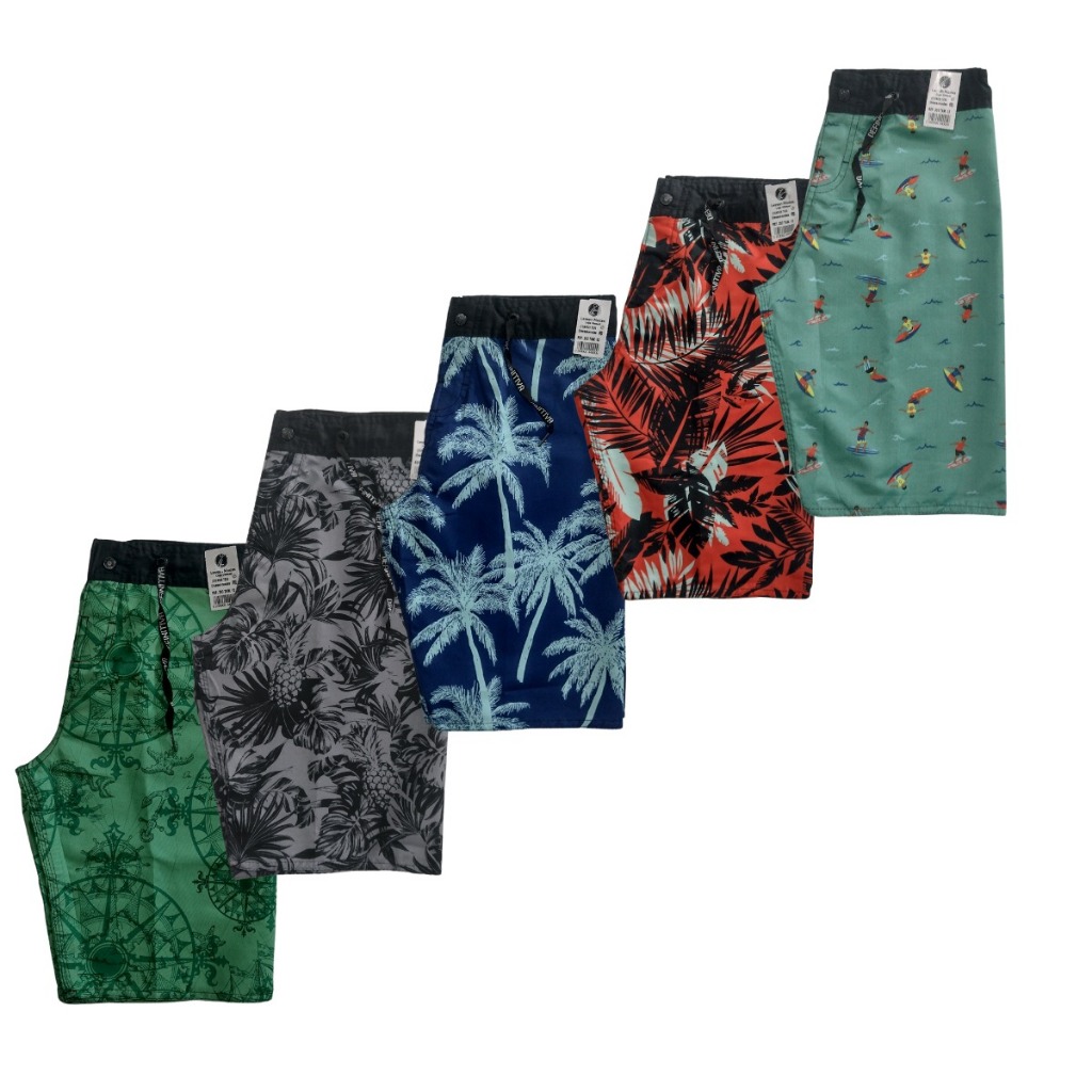 Bermuda Infantil Elastano Moda Praia Estampada KIt Com 3 Shorts Verão Piscina Seca Rápido Menino Casual Confortável