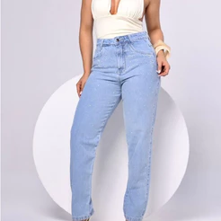 Calça Jeans Feminina Mom com Brilho