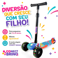Patinete Infantil 3 Rodas com Luz LED, Dobrável e Seguro, Scooter para Crianças, Leve e Resistente