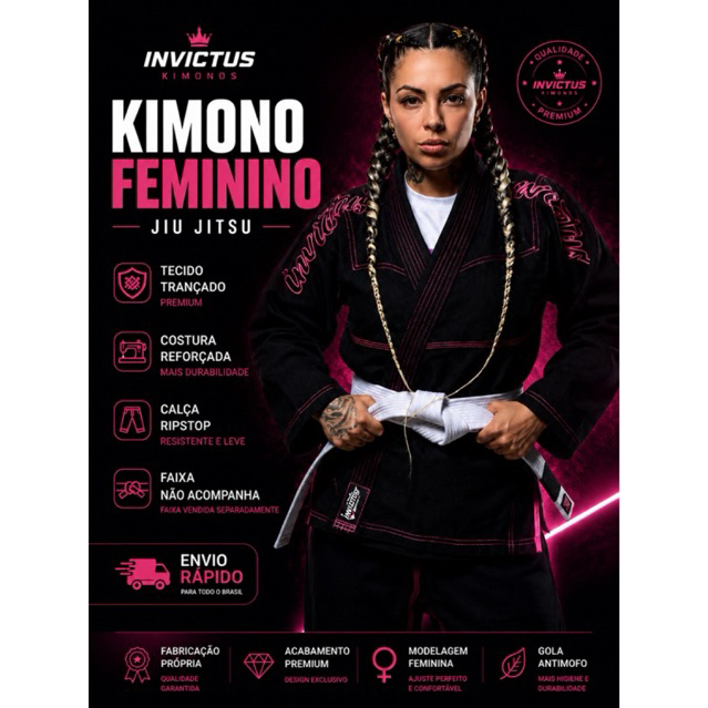 kimono  Jiu Jitsu Feminino  Kimono Trançado Azul Preto ou Branco Envio Já!
