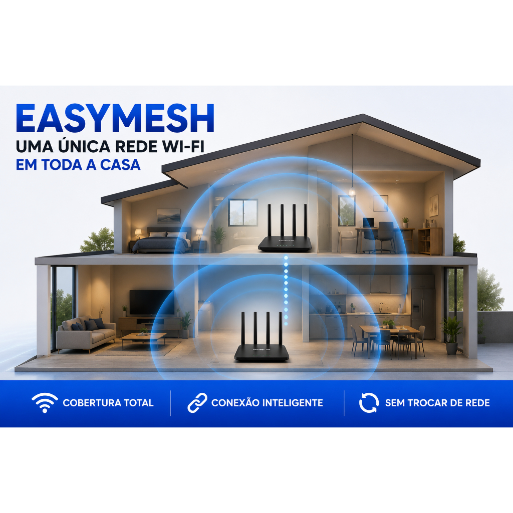 Roteador Wi-Fi 6 AX1500 Gigabit Dual Band EasyMesh 4 Antenas 5dBi Realtek Mesh Casa Apartamento — imagem 2 de 2