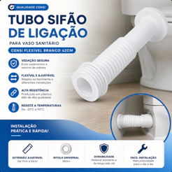 Tubo Sifão De Ligação Para Vaso Sanitário Branco Censi