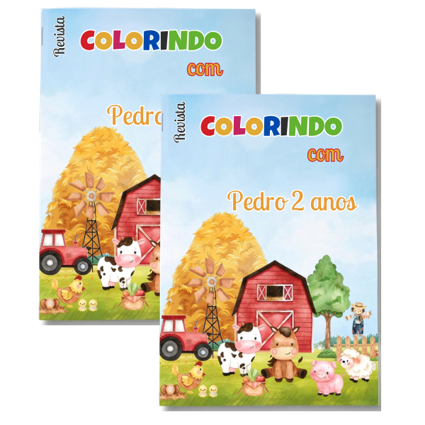 Livrinho de Colorir Fazendinha Personalizado com Nome | Lembrancinha de Aniversário Infantil 14x20 cm