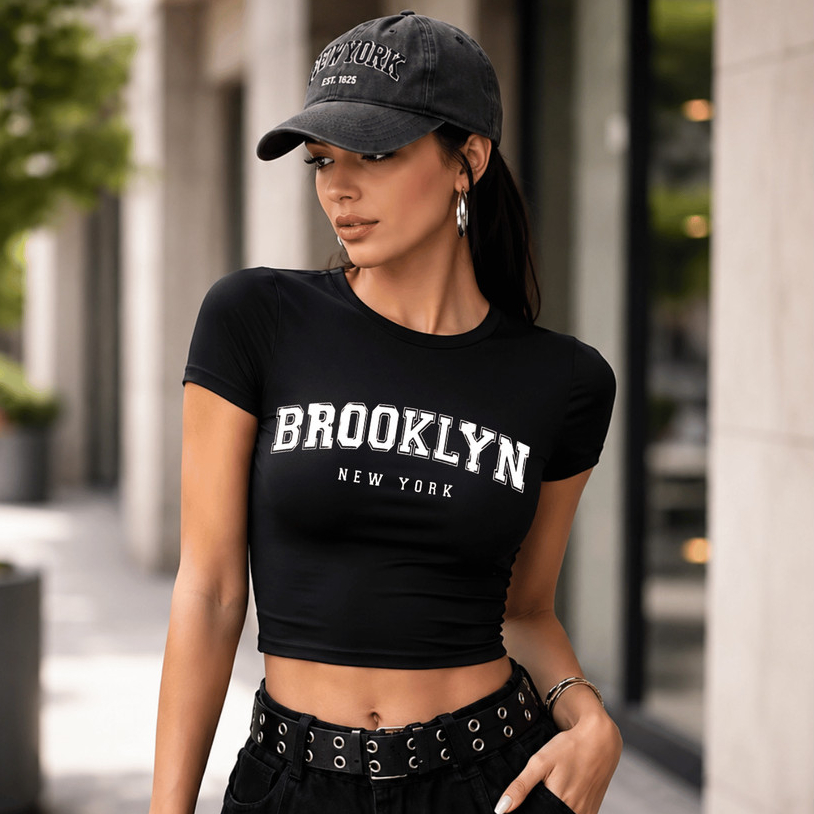 Blusinha Camiseta Baby Look Baby Tee Coladinha Feminina Suplex Estilosa Confortável Dia a Dia Estampada