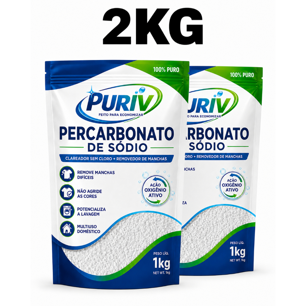 2KG Percabonato, de Sódio Tira Manchas 100% Puro - Roupas Brancas e Coloridas + Envio Rápido