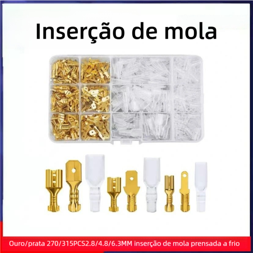 Terminais Macho e Fêmea Condutivos Cor Ouro e Prata Para Fios — imagem 2 de 2
