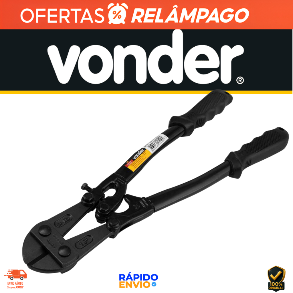 Tesoura Corta Vergalhão 14" Vonder Plus Profissional Corte Aço Reforçado Alta Resistência