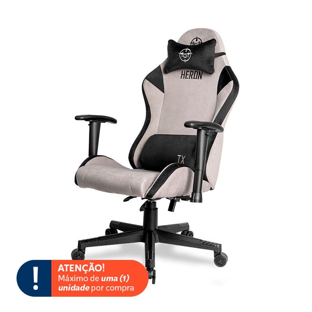 Cadeira Gamer TGT Heron TX Tecido, Preto e Cinza, TGT-HRTX-FB01