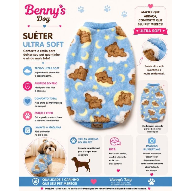 Suéter de  inverno Para cães e gatos Ultra Soft Pandora.