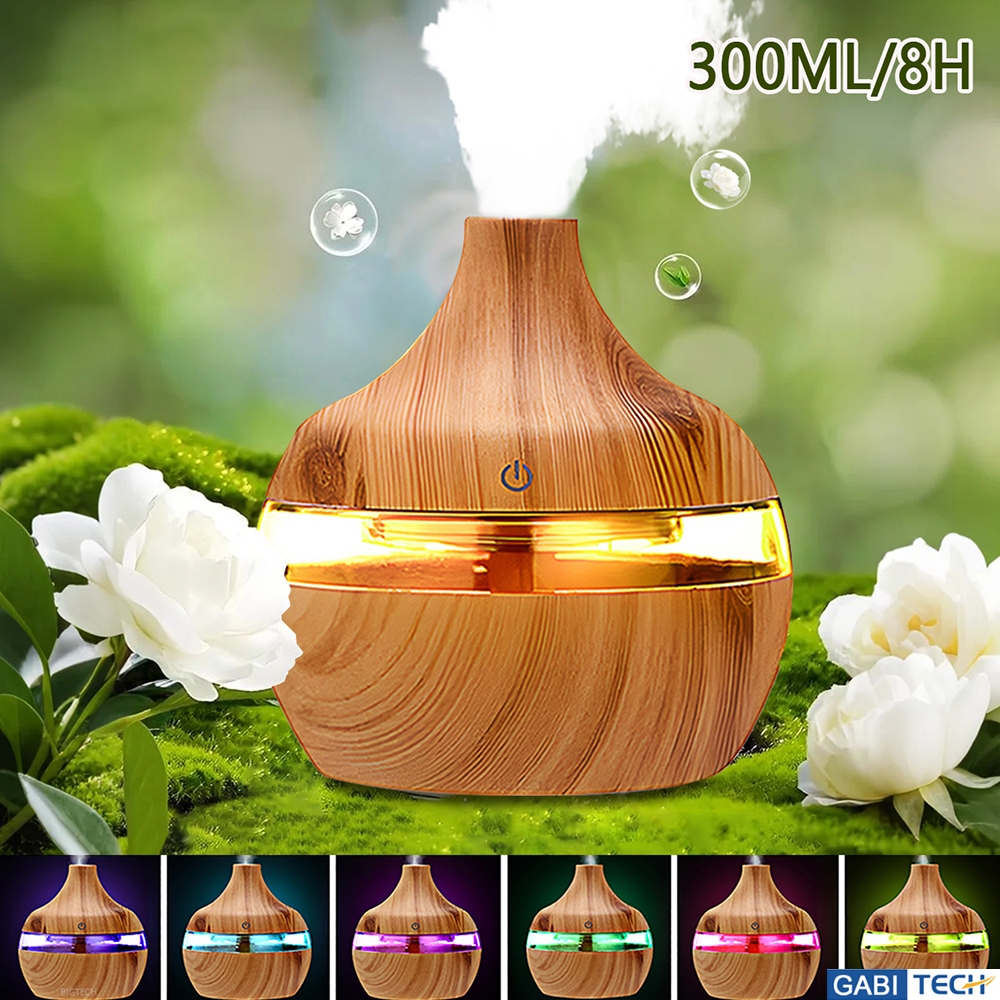 Umidificador De Ar Grande E Difusor Aromatizador Elétrico Ultrassónico USB LED Purificador Para Quarto 300ML