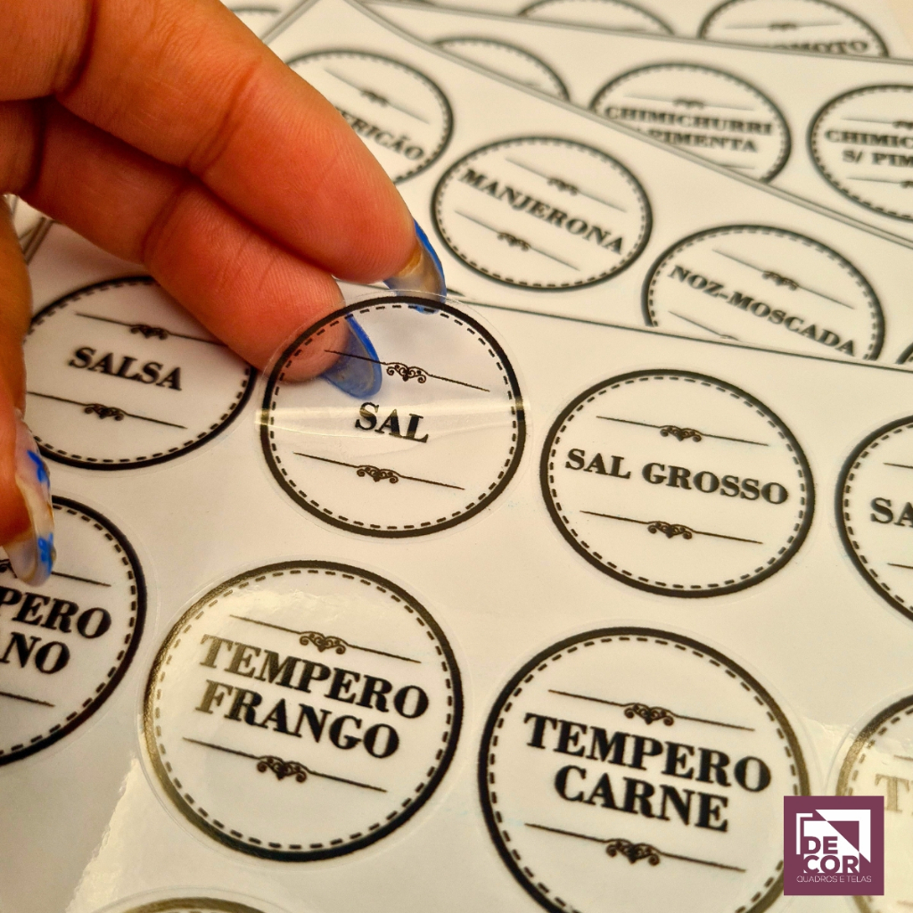 Kit 48 Etiquetas para Temperos e Condimentos Vinil Impermeável Organização de Cozinha