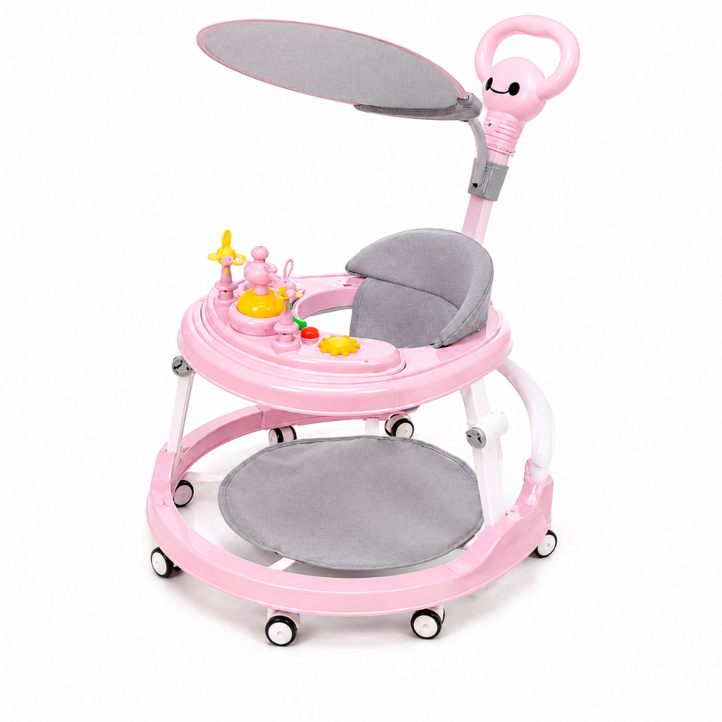 Andador Infantil Com Sombrinha Brinquedo Musical Educativo Com Capota Para Bebê
