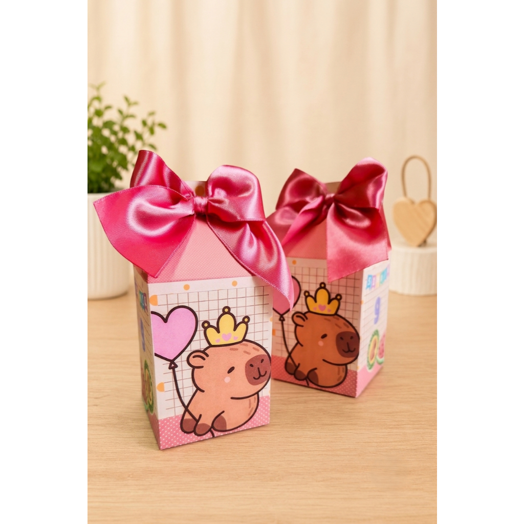 Caixa Milk Capivara Fofa kit Lembrancinha Personalizada Aniversário Infantil