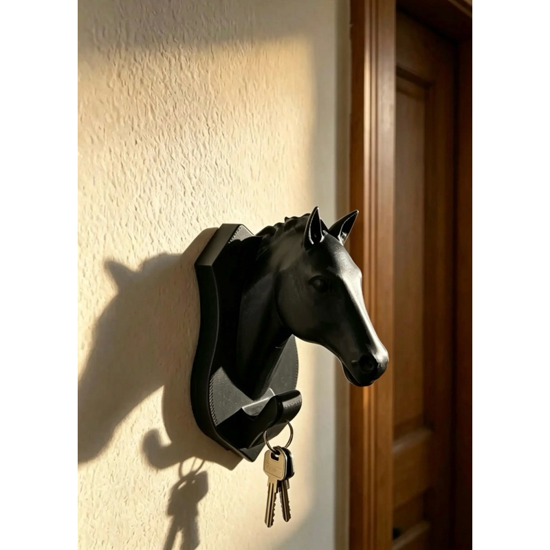 Gancho Cavalo Decorativo Parede Cabideiro Organização Casa Fazenda Preto — imagem 2 de 2